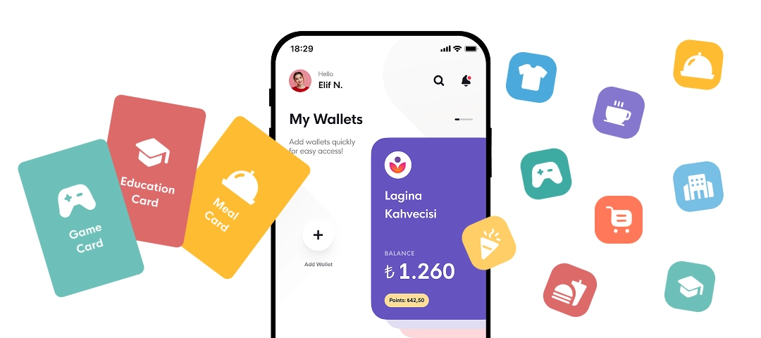 Perakende, kafe-restoran, eğitim ve oyun parkı gibi birçok sektörden firmanın dijital cüzdanlarını ve sadakat programlarını tek bir platformda birleştiriyoruz. Kullanıcılar farklı sektörlerde avantajlı kampanyalara kolayca erişirken, işletmeler müşteri bağlılığını artıran entegre çözümlerden faydalanabiliyor.